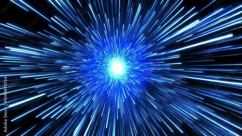 Abstract blue light beams explosion effect in space Abstract blue light beams explosion effect in space