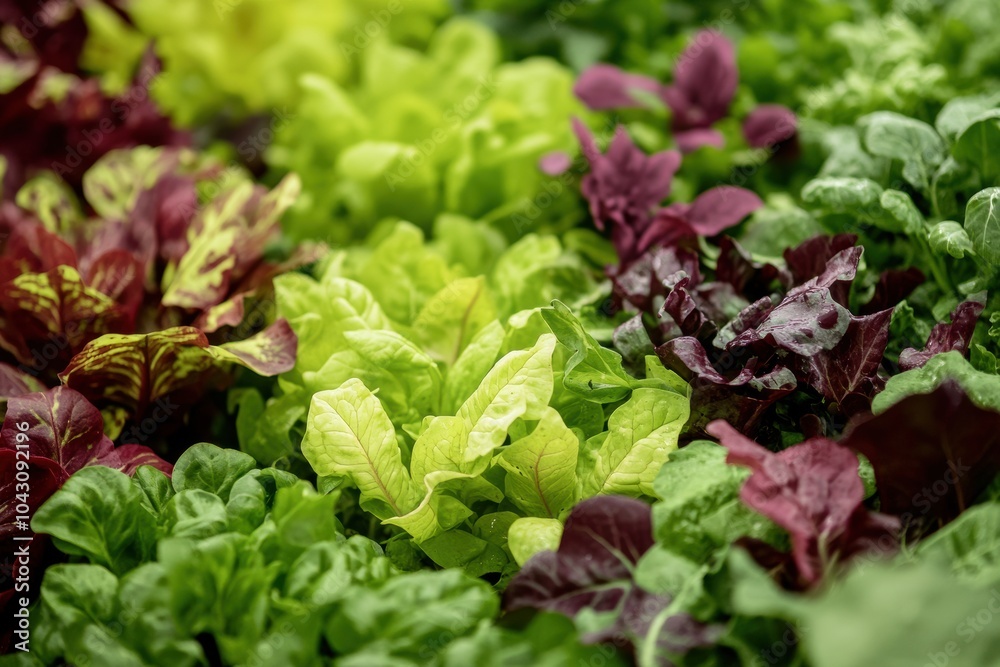 a vibrant mesclun mix growing in a garden. Show a colorful assortment of salad greens, including varieties like arugula, radicchio, and baby spinach, in a lush garden bed. a vibrant mesclun mix growing in a garden. Show a colorful assortment of salad greens, including varieties like arugula, radicchio, and baby spinach, in a lush garden bed.
