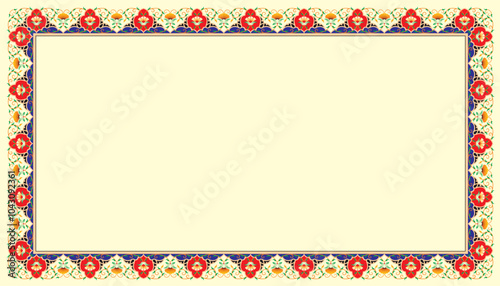 Vector illustration of rectangular shape floral ornament frame. Suitable for use in calligraphy, frames. usability with the text input area in the center