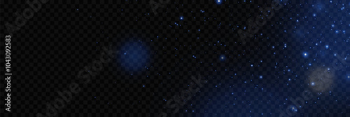 Flying light dust particles and bokeh. On a transparent background.