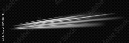 Flying lines of speed and movement. On a transparent background.