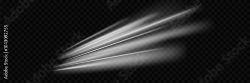 Flying lines of speed and movement. On a transparent background.
