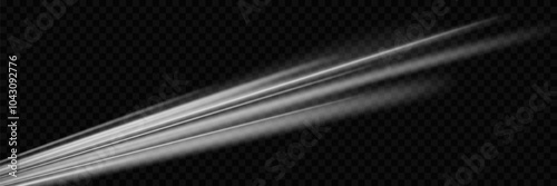 Flying lines of speed and movement. On a transparent background.