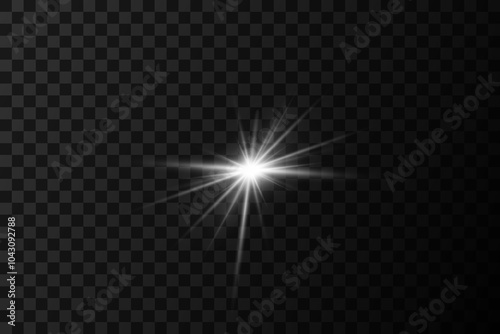 Flash of stars and rays. On a transparent background.