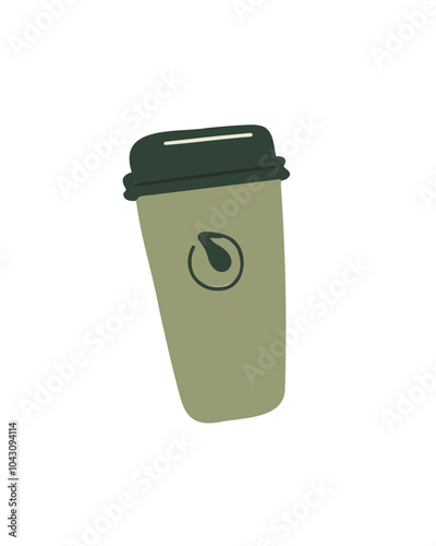 Vector illustration of a modern reusable cup in a clean and simple cartoon style, perfect for sustainability and environmental campaigns
