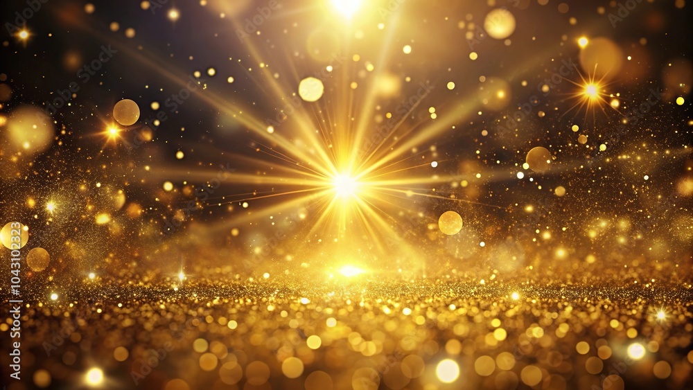 Golden glittering light particles background with floating glitters material in the air Golden glittering light particles background with floating glitters material in the air