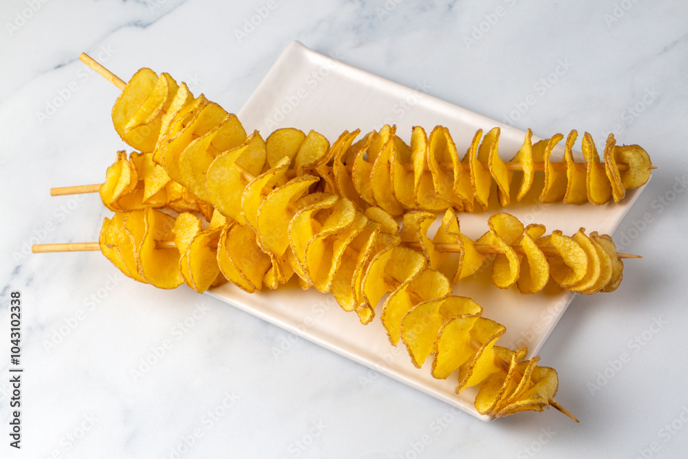 Roasted Tornado or twisted potatoes (Turkisn name; Cubukta patates)
