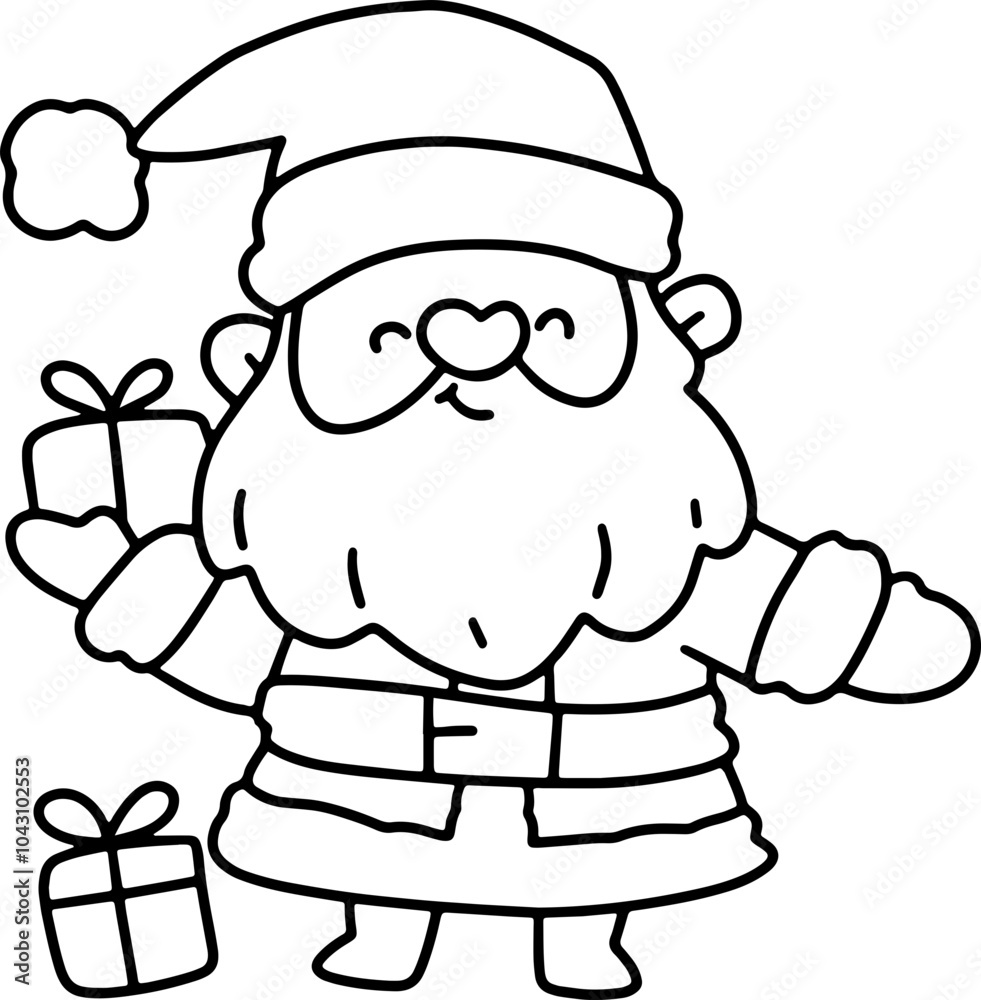 Obraz premium Christmas Santa Coloring Vector Illustration Cute Christmas Card Fun