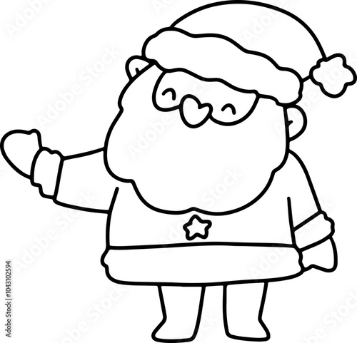 Christmas Santa Coloring Vector Illustration Cute Christmas Card Fun