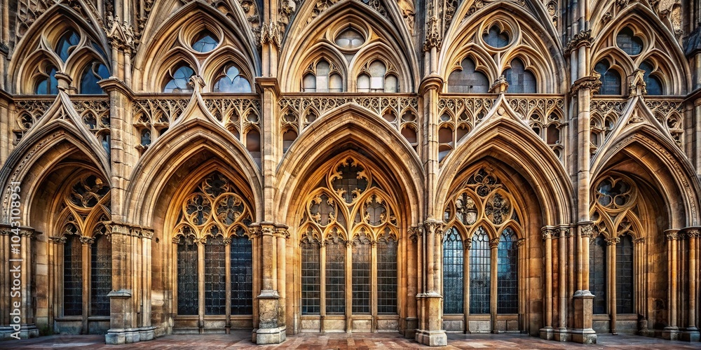 Gothic cathedral with intricate details like windows and doors Gothic cathedral with intricate details like windows and doors