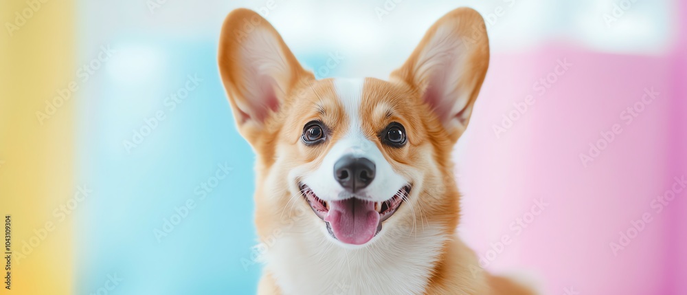 Happy corgi dog with a cheerful expression in a colorful setting, perfect for pet lovers and dog enthusiasts. Happy corgi dog with a cheerful expression in a colorful setting, perfect for pet lovers and dog enthusiasts.