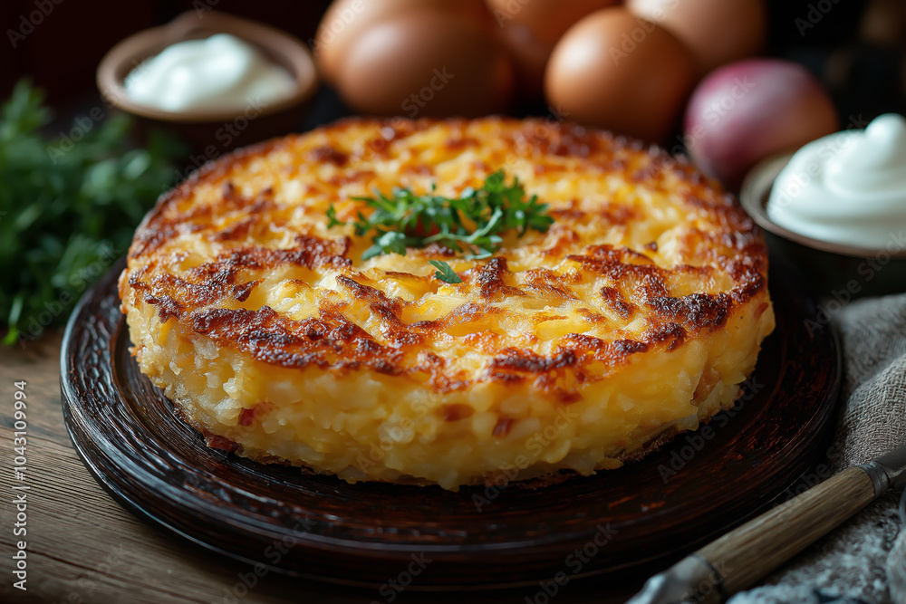 Kugelis - Traditional Lithuanian Potato Pudding with Bacon and Onions Kugelis - Traditional Lithuanian Potato Pudding with Bacon and Onions