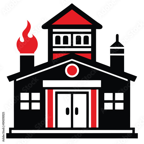 Fire Station building icon symbol vector design on white background