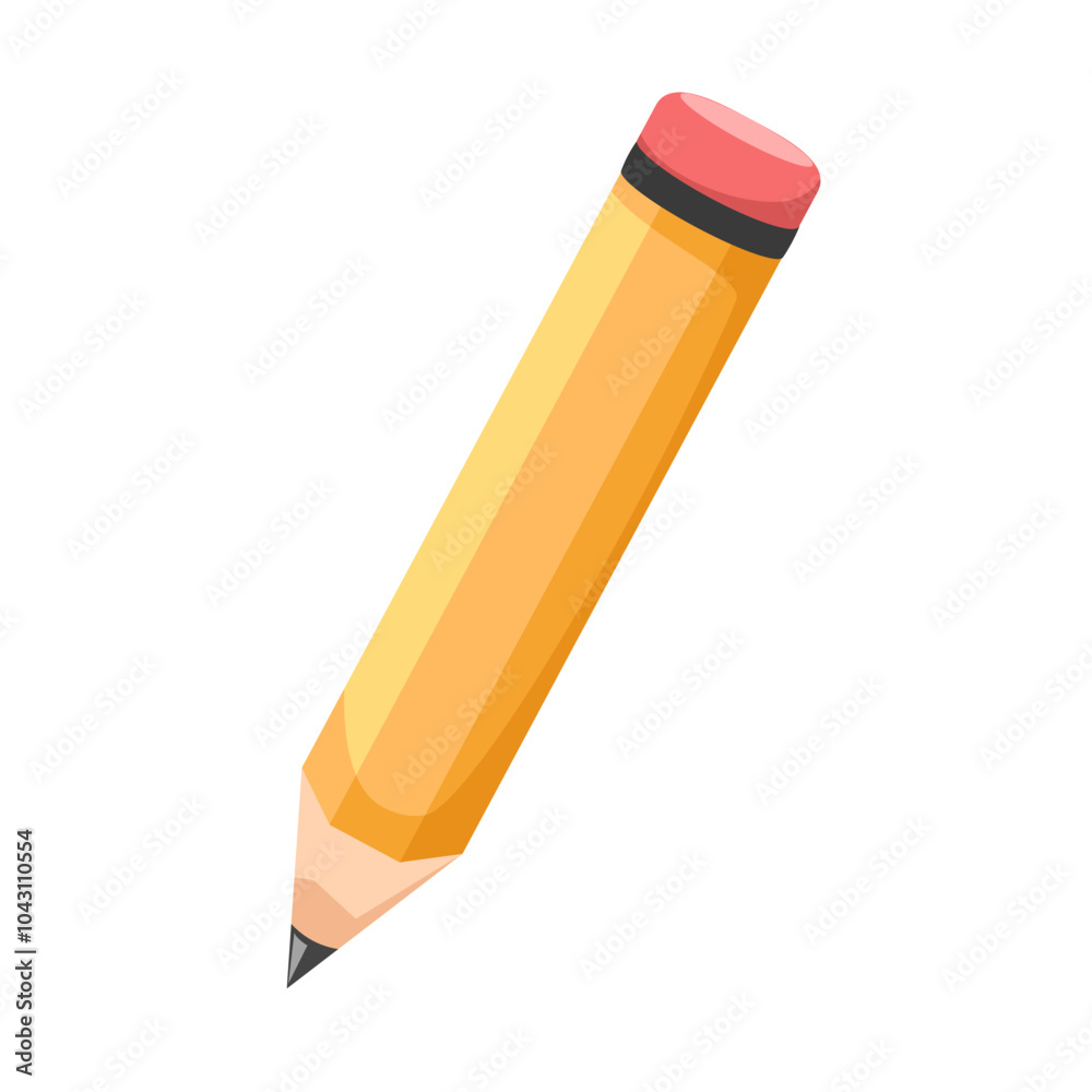 Sharpened pencil with eraser. Vector illustration. Sharpened pencil with eraser. Vector illustration.