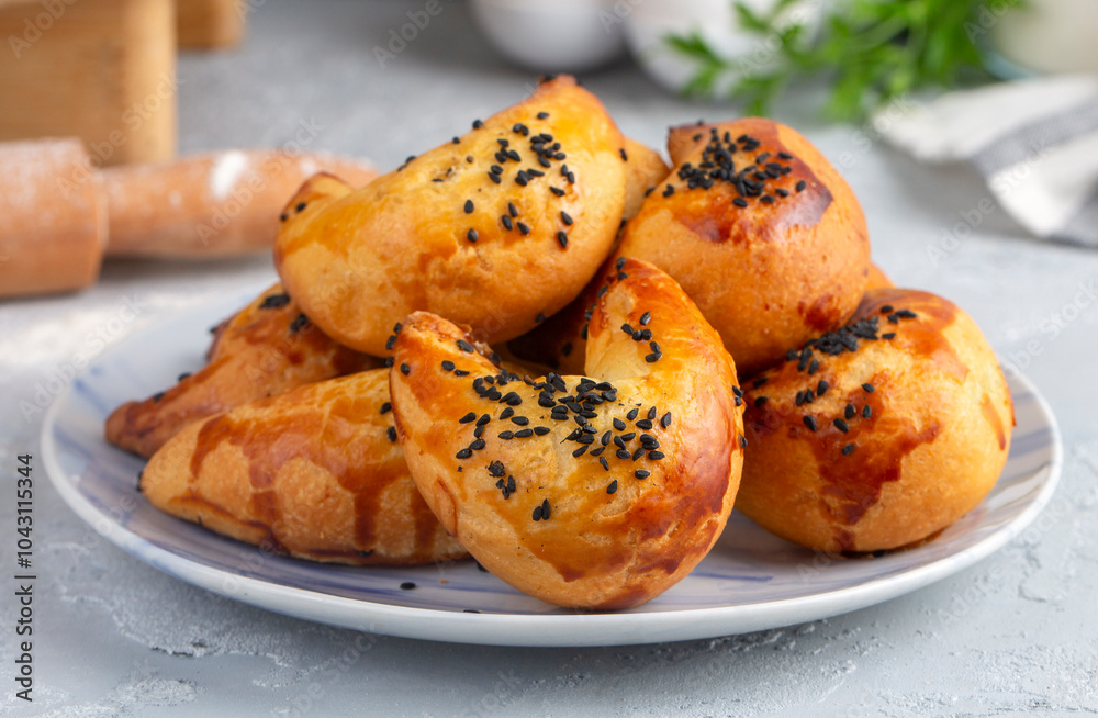 From Turkish cuisine; moon pastry is delicious - Turkish name; ay pogaca or ay coregi