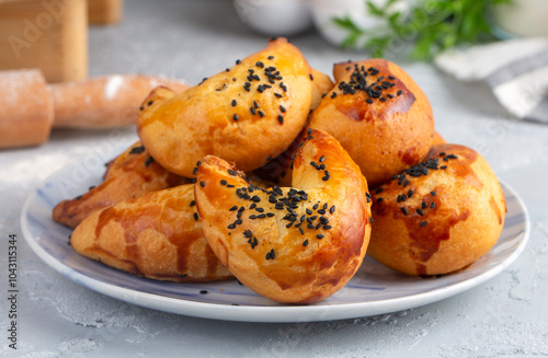 Obraz na płótnie From Turkish cuisine; moon pastry is delicious - Turkish name; ay pogaca or ay coregi w salonie