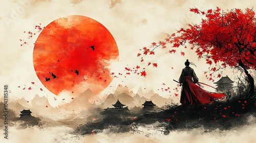 japanese samurai painting art illustration 