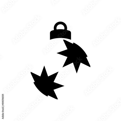 Decoración de Navidad. Logo con silueta de bola de navidad en espacio negativo con estrellas para tarjetas y felicitaciones