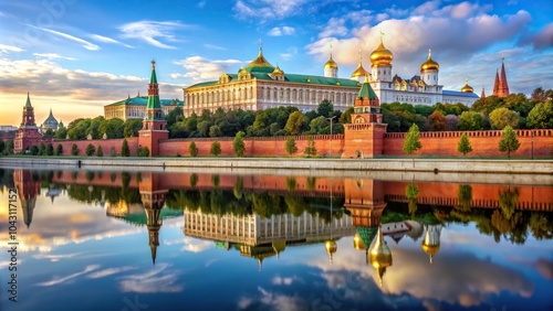 Grand Kremlin Palace Moscow Russian Federation reflected in the water