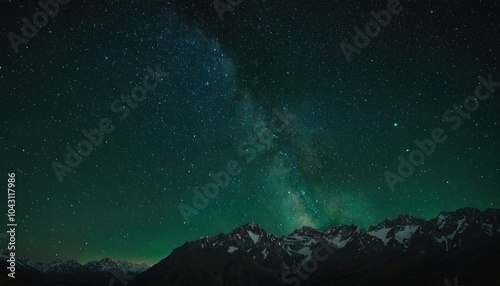 Green background with white light rays, glowing lights and sparkles on the bottom of an empty stage 5
