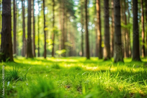 Grass surface in the forest for natural background