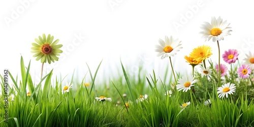 Grass with flowers isolated background, no background grass and flower with Depth of Field