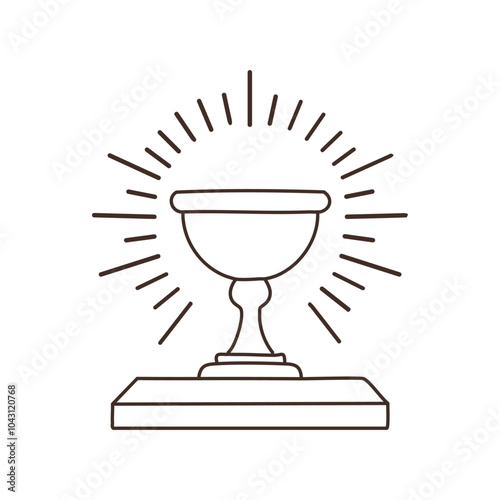 A minimal chalice, representing the Eucharist or Holy Communion, with clean lines to evoke a sense of reverence and tradition.