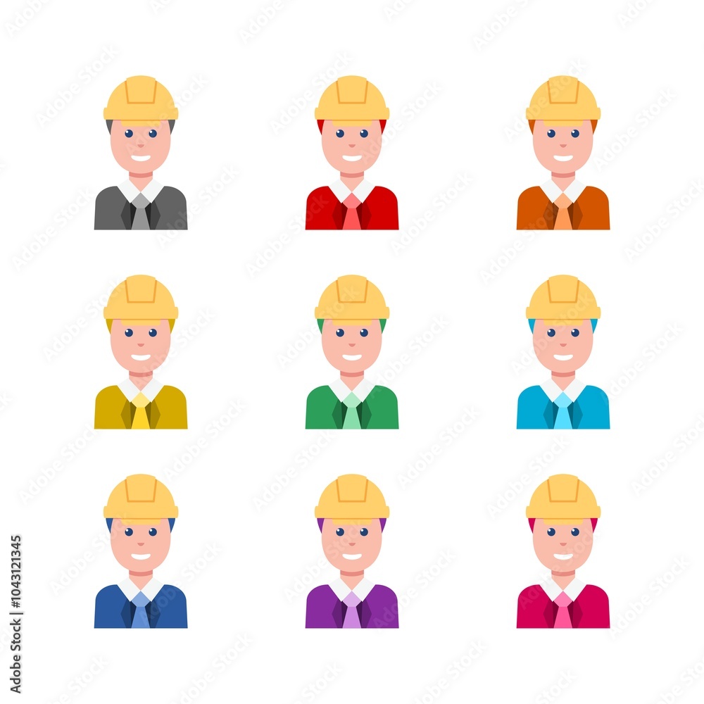 Construction worker icon isolated on white background. Set icons colorful Construction worker icon isolated on white background. Set icons colorful