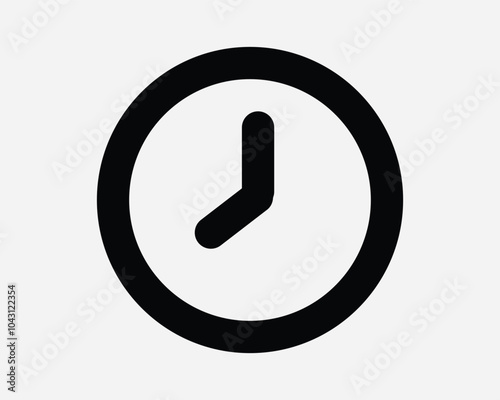 Clock Time Timer Stopwatch Timing Wallclock Analog Circle Dial Deadline Event Appointment Countdown Counter Sign Icon Shape Outline Black White Vector