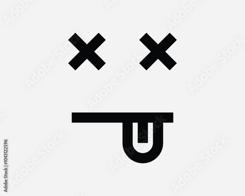 Dead Emoji Death Two Eyes Tongue Emoticon Face Facial Expression Cartoon Smiley Mood Expression Cute Funny Sign Icon Shape Outline Black White Vector