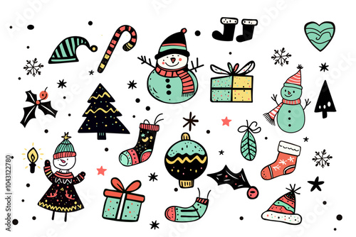 hand drawn Christmas Whimsy  illustration 