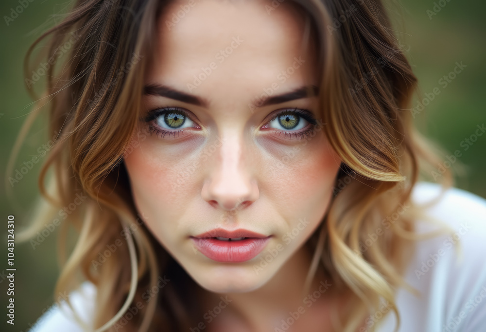 Portrait of a serious woman with green eyes Portrait of a serious woman with green eyes