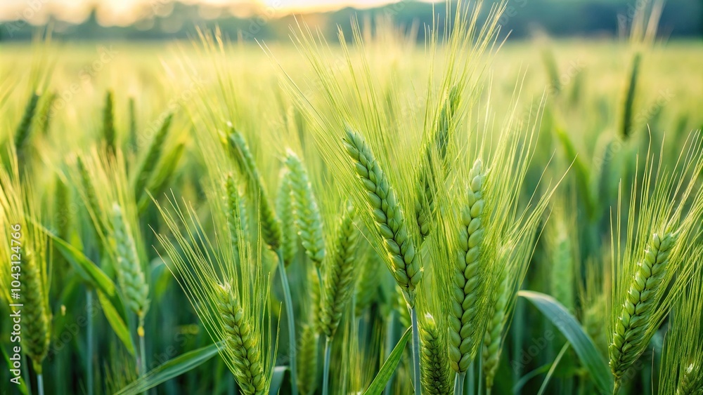 Green barley plants in a summer farm field Green barley plants in a summer farm field