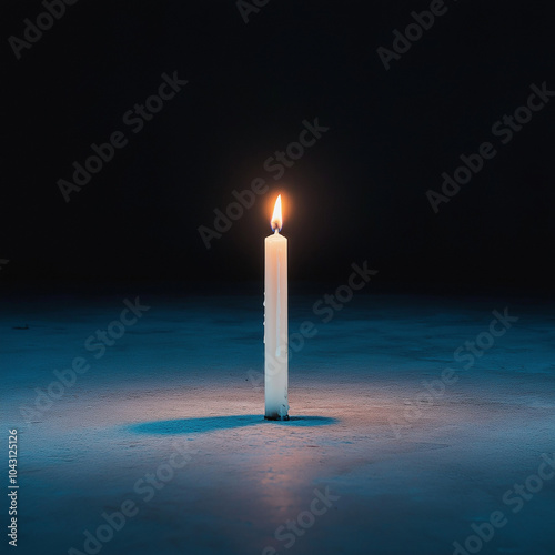 Single candle glowing softly in a minimalist dark space, evoking solitude, calmness, and quiet reflection | AI Created