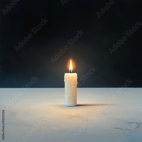 Single lit candle glowing softly in a minimalist dark setting, evoking calmness, solitude, and introspection | AI Created