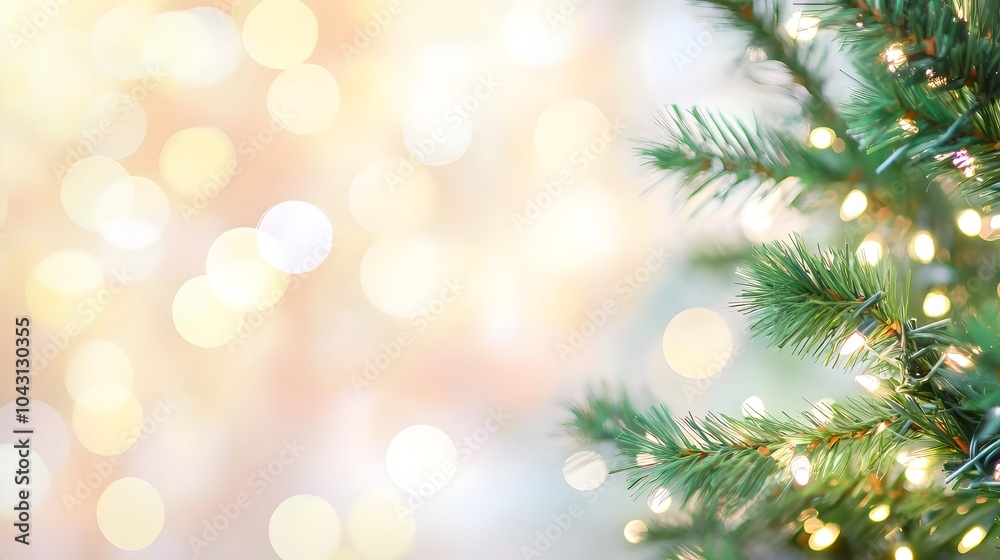 Glowing Christmas tree with twinkling lights and lush green pine branches,adorned with festive ornaments,garlands,and other holiday against a blurred,bokeh-filled background creating a warm,cozy. Glowing Christmas tree with twinkling lights and lush green pine branches,adorned with festive ornaments,garlands,and other holiday against a blurred,bokeh-filled background creating a warm,cozy.