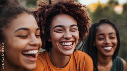 Optimistic cheery young women multiracial friends. 