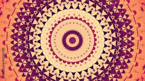 Round Geometric Ornament. Multicolor Circular Animated Geometric Pattern. Looped video.