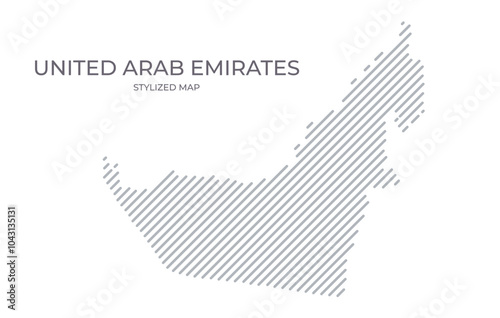 Stylized linear map of United Arab Emirates in minimalistic style. Vector illustration of the map of the country.