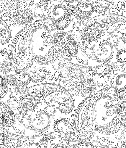 seamless abstract pattern digital illustration wrapping paper with graphic chaotic oriental hand drown colorful elements watercolor paint snowflakes fabric design print winter style