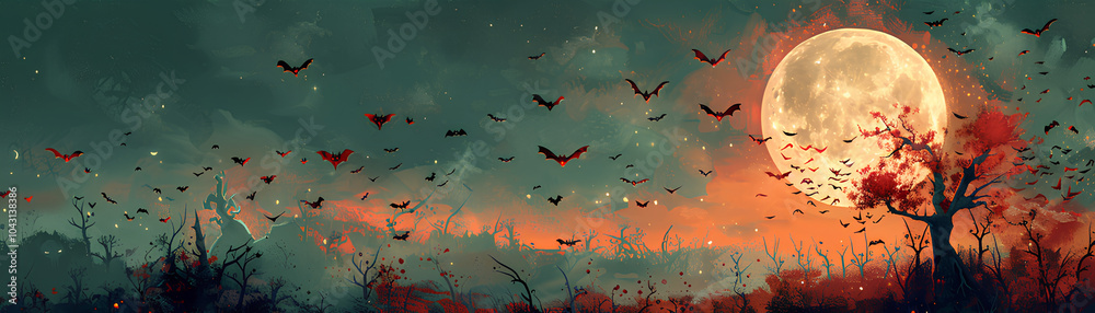 Bold Boo with creepy bats and eerie moon, dark Halloween night Bold Boo with creepy bats and eerie moon, dark Halloween night