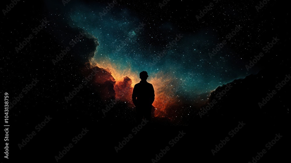 Obraz premium A simple silhouette of a nebula with subtle color gradients, creating a sophisticated cosmic backdrop. 