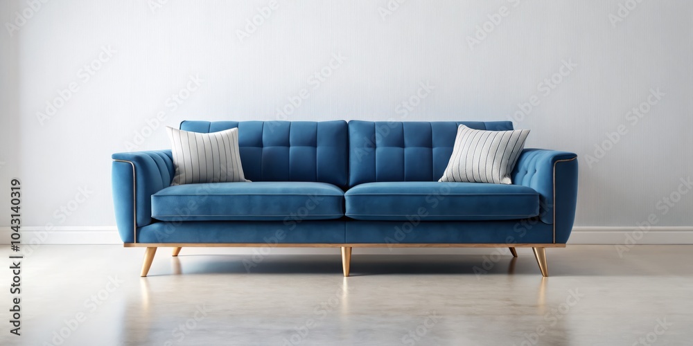 Elegant Blue Sofa on White Background - Modern Furniture, Stylish Decor, Home Interior, Living Room Design, Minimalist Aesthetic, Contemporary Seating, Cozy Lounge Area Elegant Blue Sofa on White Background - Modern Furniture, Stylish Decor, Home Interior, Living Room Design, Minimalist Aesthetic, Contemporary Seating, Cozy Lounge Area