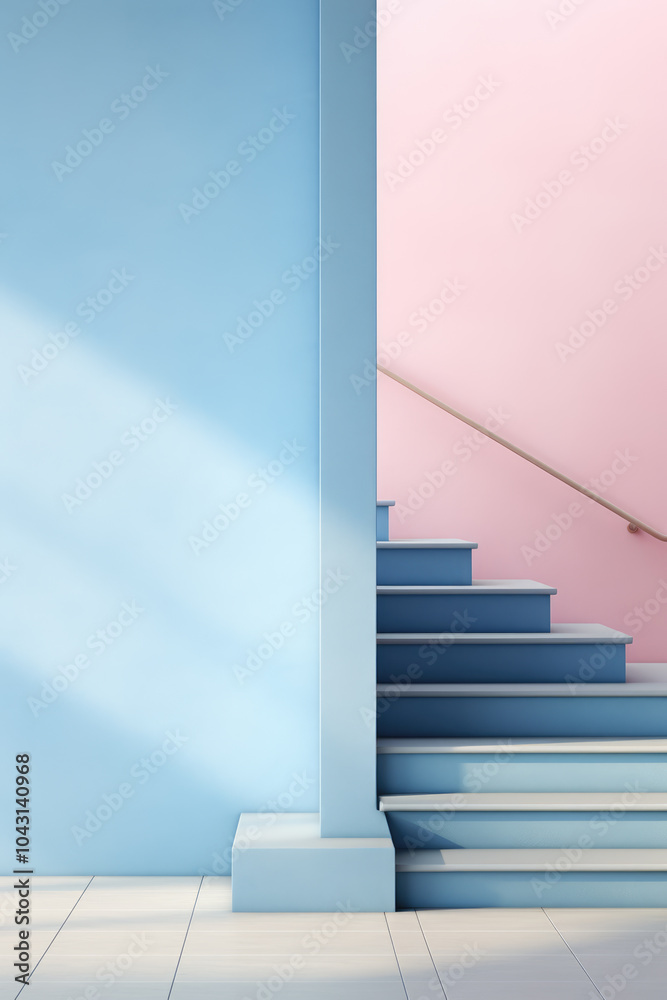 generated illustration of simplicity of the stairway,minimal aesthetic architecture concept. generated illustration of simplicity of the stairway,minimal aesthetic architecture concept.