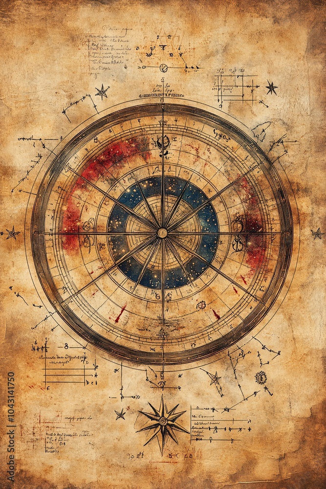 Fototapeta premium Exploring the intricacies of ancient navigation a detailed study of celestial maps and their historical significance