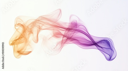 Colorful smoke swirls, vibrant hues on a white isolate background.