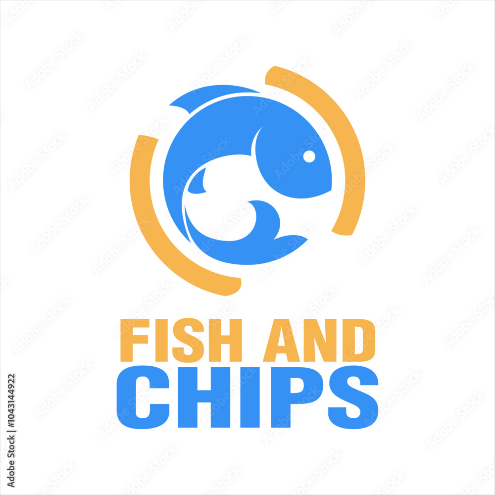 Obraz premium fish and chips logo sticker banner emblem vector illustration template