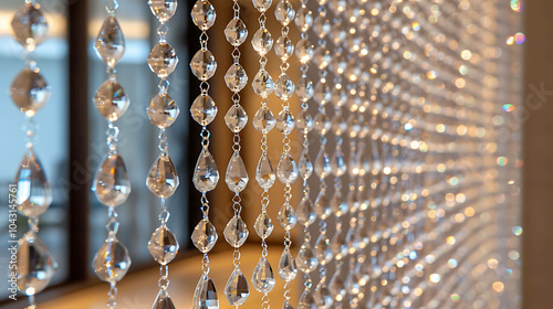 Elegant and luxurious crystal beaded curtain. Perfect for adding a touch of glamour to any room. photo