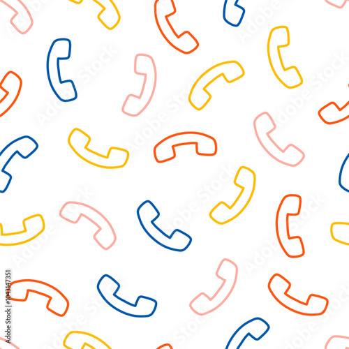 Seamless pattern with colorful outline phones.