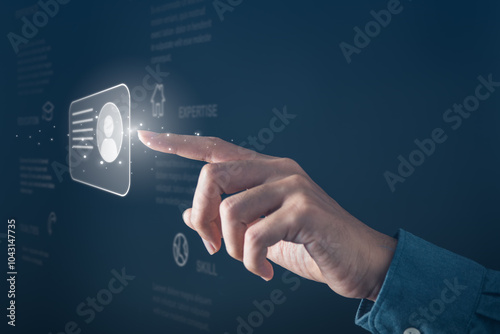 Businessman and Digital ID profile Card for Modern Business Authentication and Digital Security Privacy concept